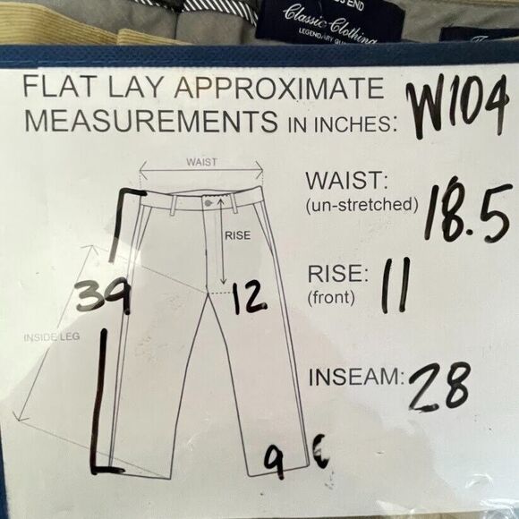 Lands’ End Mens Corduroy Pants Size 37 Beige Flat Front Relaxed Fit Straight Leg - Picture 11 of 15